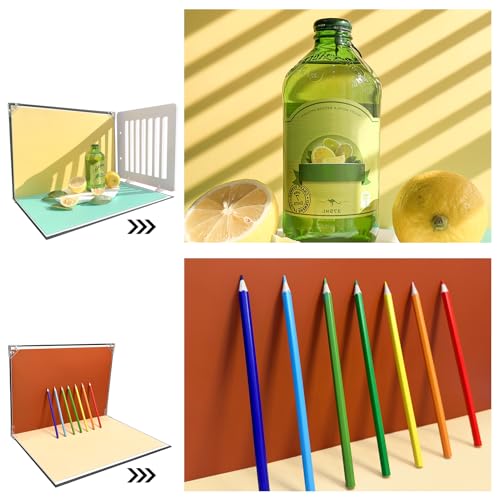 Photo Backdrop Board with 8PCS 16Patterns Double-Side Paper 9mm Shadow Board Food Photography Small Portable Photo Setting Casual Item 16.5 * 11.5 Inch Photography Backdrop Product Kit