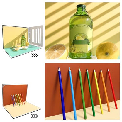 Photo Backdrop Board with 8PCS 16Patterns Double-Side Paper 9mm Shadow Board Food Photography Small Portable Photo Setting Casual Item 16.5 * 11.5 Inch Photography Backdrop Product Kit