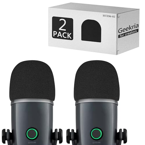Geekria for Creators Foam Windscreen Compatible with Logitech for Creators Blue Yeti Nano USB Microphone Pop Filter, Mic Wind Cover, Sponge Foam Filter (Black / 2 Pack)