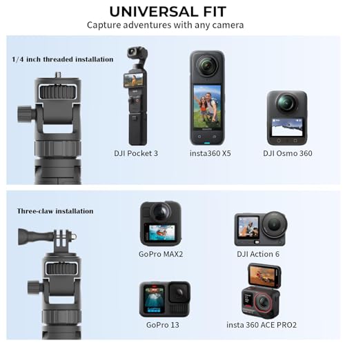 70" Selfie Stick Tripod for Gopro Action Camera, Lightweight Phone Tripod Stand with Wireless Remote & Phone Holder, Compatible with iPhone, GoPro, DJI, Insta360