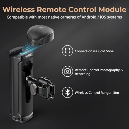 SMALLRIG Wireless Control Side Handle for SMALLRIG Quick Release Phone Cages, Aluminum Handle Grip with Infinite Rotation, Quick Release Adapter, Remote Control Module and Built-in Cold Shoe - 4402B - size: 4402B (With Wireless Control)