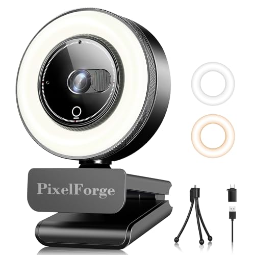 2K Webcam for PC with Microphone & Light & Privacy Cover, Web Camera for Desktop Computer/Laptop/Monitor/Mac, USB Streaming Camera for Zoom/Skype/Teams/Video Calling/Studying and Conference - color: Black, style: 2K Sony Sensor