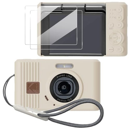 Case for Kodak PIXPRO C1 accessories,Soft Silicone Protective Case,Comes with 2 Screen Protectors and 1 Wrist Strap - Off white - color: Off white