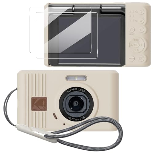 Case for Kodak PIXPRO C1 accessories,Soft Silicone Protective Case,Comes with 2 Screen Protectors and 1 Wrist Strap - Off white - color: Off white