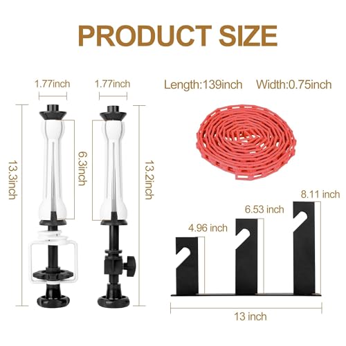 EMART Photography Backdrop Wall Mount 3 Roller Support System with 2 x Tri-fold Hooks, 6 x Expand Bar, 3 x Chain, Manual Photo Background Holder, Ceiling Mounted for Studio Live Streaming Game Video - size: 3 chains