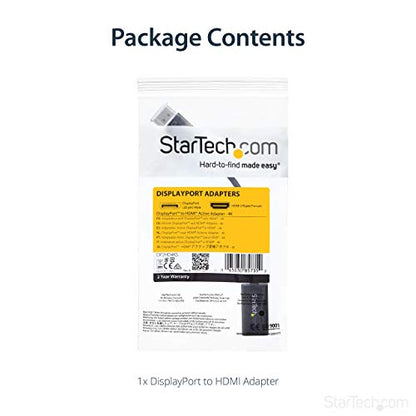 StarTech Active DisplayPort to HDMI Adapter, 4K 30Hz, 7.1 Audio (DP2HD4KS) | DP 1.2 to HDMI, 3840 x 2160, 1920 x 1200, HDCP, DPCP, Non-latching DP, 7.1ch audio, Non-latching connector, Dongle - size: 4K30Hz, style: 4K HDMI