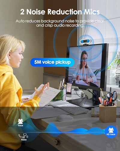 1080P Webcam with Built-in Microphone, W2N Web Cam, Privacy Cover, 75° FOV, Noise Cancellation, Plug & Play Web Camera for Computer, USB Webcam for Pc, Laptop, Desktop, Mac - color: 2K/65°FOV
