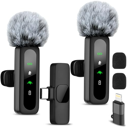 Wireless Mini Microphone for iPhone-Noise Reduction Lapel Mic for Ipad, Android,Clip-on Mini Microphone,Ideal for Vlog Tiktok YouTube Podcast Content Creator - color: Wireless Mic