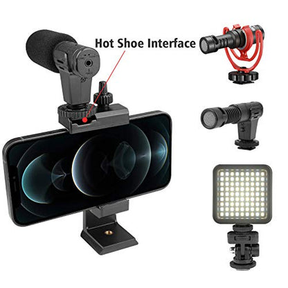 Vlogging Holder, Cell Phone Camera Handle Grip Stabilizer, Ergonomic Phone Video Stabilizer, Handheld Selfie Stick Smartphone Holder with Cold Shoe Mount for Mic/Flash Light, Wrist Strap