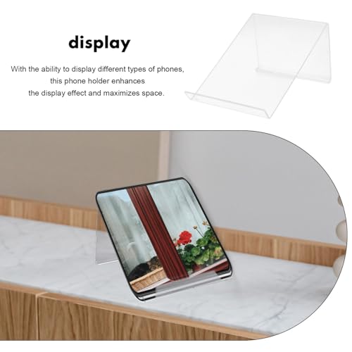 POPETPOP Acrylic Phone Stand for Desk Telephone Stand for Desk and Office Phone Organizer Transparent Desktop Holder for Landline Cellphones Space Saving Riser 7.48 X 5.51 X 3.93 in