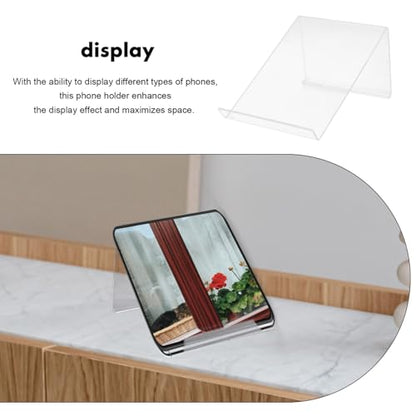 POPETPOP Acrylic Phone Stand for Desk Telephone Stand for Desk and Office Phone Organizer Transparent Desktop Holder for Landline Cellphones Space Saving Riser 7.48 X 5.51 X 3.93 in