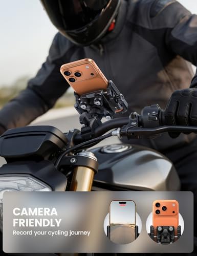 Lamicall Motorcycle Bike Phone Mount - [Upgrade Vibration Dampener] [Camera Friendly] Bike Phone Holder Handlebar Clamp, Bicycle Cell Phone Mount, iPhone 17 16 Pro Max, Galaxy S25 Ultra, 6-7.2" Phones - color: Black