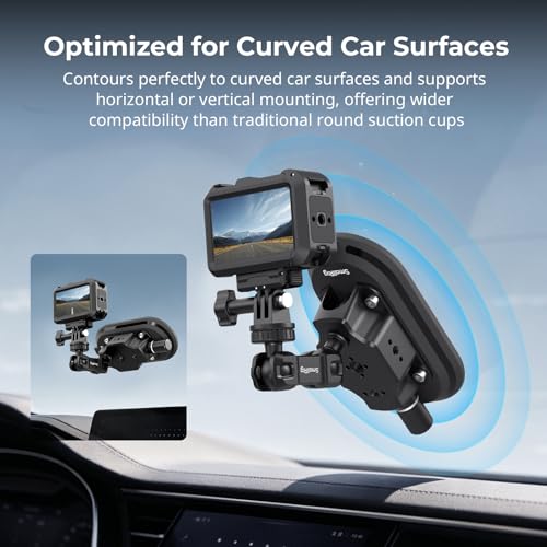 SMALLRIG 3 x 6 Car Suction Cup Mount for Action Cameras, Suction Pad with Manual Pump Lock, Dual Ball Head Magic Arm, Windshield Mount for GoPro 13/12, for DJI Action 6/5 Pro, Insta360 x5-5842