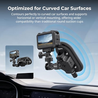 SMALLRIG 3 x 6 Car Suction Cup Mount for Action Cameras, Suction Pad with Manual Pump Lock, Dual Ball Head Magic Arm, Windshield Mount for GoPro 13/12, for DJI Action 6/5 Pro, Insta360 x5-5842
