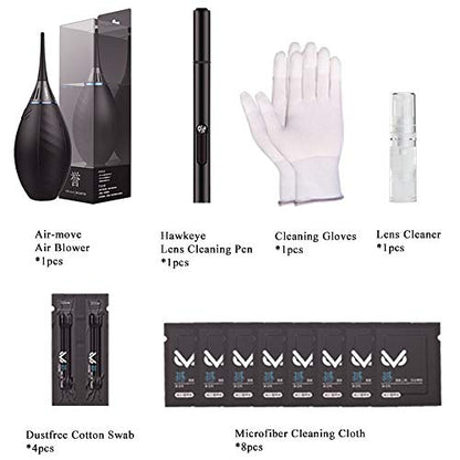 VSGO Professional Camera Cleaning Kit with Portable Bag Air Blower Lens Cleaning Pen Spray Cotton Swab Cloth Compatible with Canon, Nikon, Sony DSLR Cameras and Sensitive Electronics Bundle(VS-A3E)