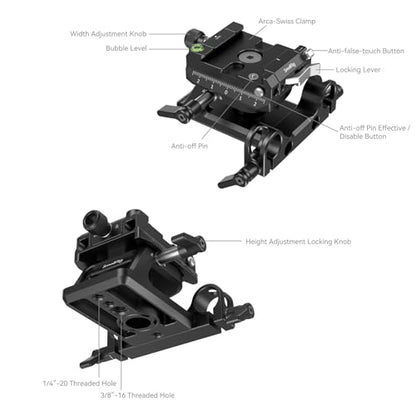SmallRig Mount Plate for Arca-Swiss Quick Release Clamp and Bottom Plate for Manfrotto Type with Height-Adjustable 15mm Rod Clamp Mount - 4233 - style: Baseplate w/ 15mm Rod Mount