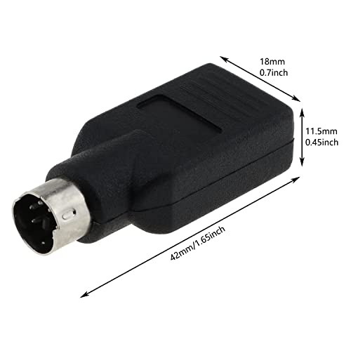 E-outstanding USB to PS2 Adapter, 2PCS Black USB Female to PS/2 Male Converter Adapter for Mouse Keyboard, Black