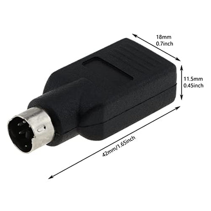 E-outstanding USB to PS2 Adapter, 2PCS Black USB Female to PS/2 Male Converter Adapter for Mouse Keyboard, Black