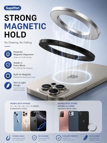 Mini Pocket Magnetic Phone Tripod – Aluminium Foldable Stand with Strong Magnet, Maglock Smartphone Tripod Compatible with iPhone 17 16 15 14 13 12 Series, Silver - color: Silver