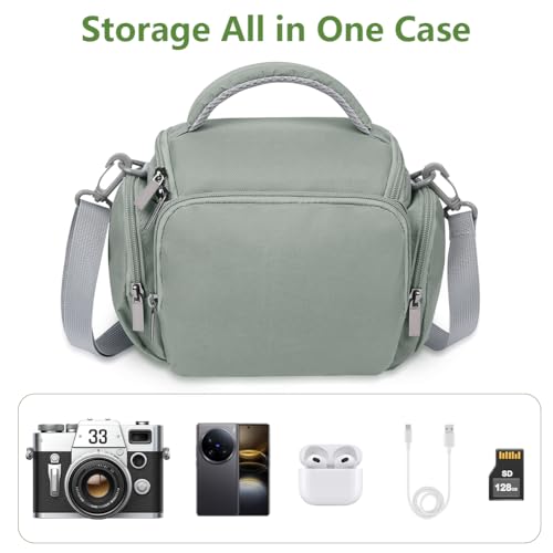 Ainiv DSLR Camera Bag, Waterproof Anti-Shock SLR Camera Case, Large Adjustable Shoulder Strap Camera Backpack, Portable Crossbody Single Shoulder Backpacks Compatible with Canon, Sony, Nikon, Grey - color: Grey