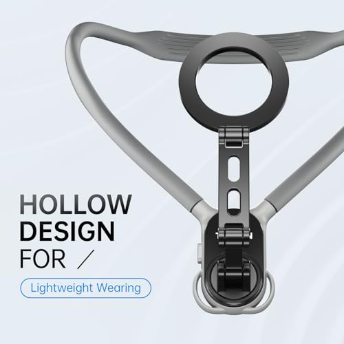 TELESIN Magnetic Phone Neck Mount, Neck Phone Holder POV/Vlog Selfie Mount | Hand Free Phone Neck Holder Chest Stand Strap Video Recording for iPhone Series Android Phones (Gray (Max Size))