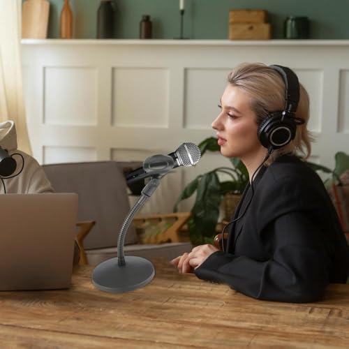 Desktop Gooseneck Microphone Stand – 6″ Flexible Arm, 1.4 lb Weighted Base, Includes Mic Clip & 3/8″–5/8″ Adapter – Ideal for Podcasting, Streaming, Gaming & Voice Recording - size: 6 inch