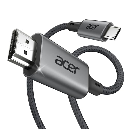 Acer USB C to HDMI Cable for Home Office 6.6FT (4K@60Hz) for Laptop | Thunderbolt 4/3 Support, High-Speed Type C to HDMI 2.0 Braided Cord Compatible for Acer, MacBook Neo, iPhone 17 Pro/Max, iPad