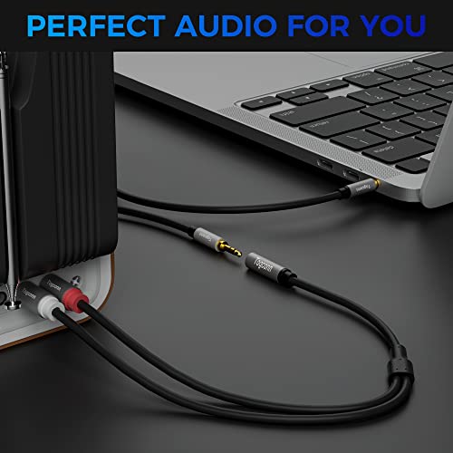 3.5mm to 2 RCA Cable (2 Pack), [24k Gold Plated] Stereo RCA Y Splitter 3.5mm Female to 2RCA Male Stereo Audio Adapter, for TV, Smartphones, MP3, Tablets, Speakers (10 Inch/25CM) - color: 3.5mm TRS Female to 2RCA Male, size: 0.6 Feet (2 Pack)