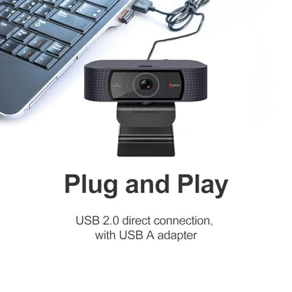 Angetube 1080P Webcam, Computer PC Camera for Laptop with Privacy Cover | 2 Microphone, Plug & Play, USB Type-A & A-to-C Adapter, 78° FOV, Suit for Online Calling, Zoom/Teams/YouTube/Google Meeting