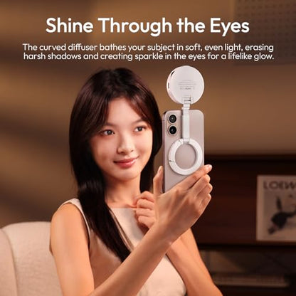 Ulanzi ML05 Magnetic Selfie Ring Light, Fill Light with Built-in Mirror, 2500K-9000K Dimmable Portable LED Flash, CRI97 Pocket Video Light for iPhone 17 16 Pro Max Series, Vlog Live Makeup Shooting - color: Black