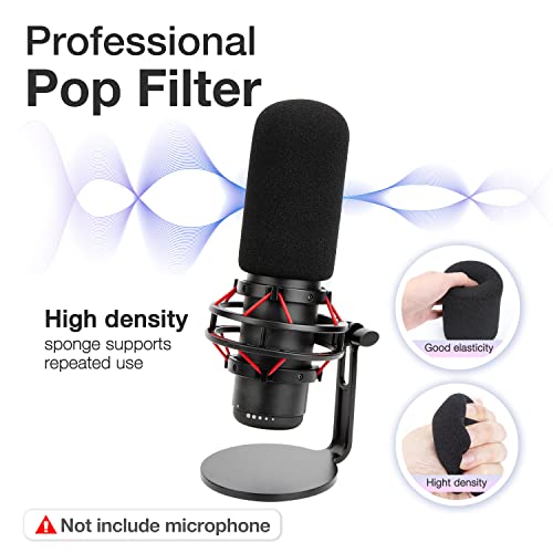 SUNMON HyperX QuadCast Pop Filter Windscreen Compatible with HyperX QuadCast S Microphone - Mic Foam Windscreen Noise Reduction,Improved Sound Quality, Microphone Pop Filter for HyperX QuadCast