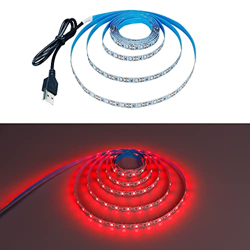 USB Red 620-625nm LED Strip Light 5V USB Powered 13.12ft/4M 240LEDs Flexible SMD2835 High Brightness No-Waterproof IP20 LED Tape Lights(2pcs x 6.6ft) - color: Red