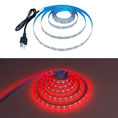 USB Red 620-625nm LED Strip Light 5V USB Powered 13.12ft/4M 240LEDs Flexible SMD2835 High Brightness No-Waterproof IP20 LED Tape Lights(2pcs x 6.6ft) - color: Red