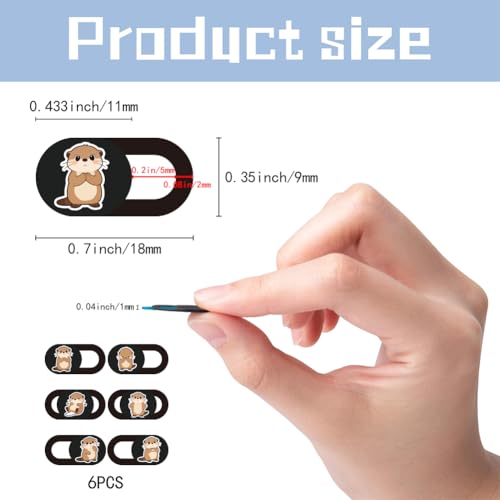 6Pcs 6 Styles Otter Cute Laptop Camera Cover Privacy Guard Accessories, 0.04 Inch Ultra Thin Webcam Cover Slide Protector Blocker for Desktop Computer Tablet Notebook Mini PC Office Use - color: Otter