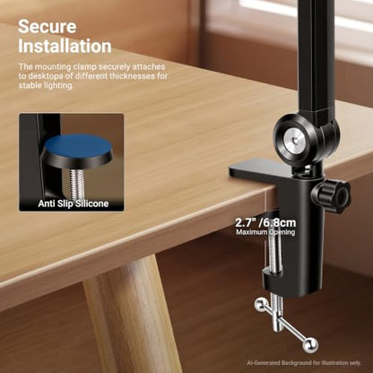 NEEWER Basics 2 Pack 10.5" Streaming Key Lighting, 3000-6500K 15W Full Screen LED Panel Ring Light with Adjustable Arm Stand Desk Clamp Timer for Laptop Computer Video Conference Zoom Makeup, R10