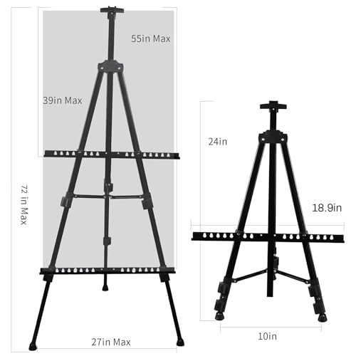 RRFTOK Art Painting Display Easel Stand, 72Inches Metal Portable Adjustable Easels for Painting Canvases Height from 22-72”for Table-Top/Floor Paint and Displaying,Black 2-Pack. - style: 72BL 2-pack