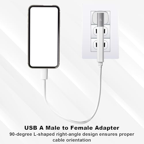 Xthrotsenk 2PCS USB 90 Degree Adapter USB Right Angle Adapter Right Angle USB-A Male to Female Converter 90 Degree USB-Extender for Laptop, Power Bank, Charger, Phone, Pad, Pc (Gray)