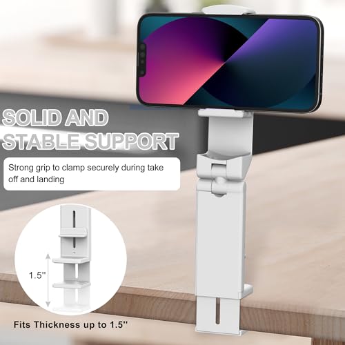 Perilogics Airplane Phone Holder Mount Universal in Flight Hands Free Viewing with Multi-Directional Dual 360 Degree Rotation (White) - color: White