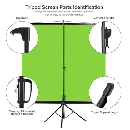 EMART 79 x 71in Green Screen Stand, Professional Chromakey Background with Auto-Locking Frame, Collapsible Portable Backdrop with Adjustable Tripod, Fast Fold Designed for Photography, Stream, Video