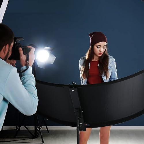 Clamshell Light Reflector Diffuser with Carrying Bag, 70"x24"/180x60cm Photography Arclight Curved Lighting Reflector for Photo Video Studio Outdoor Shooting, Black/White/Gold/Silver (70"x24")
