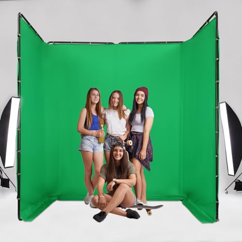 7.87ft x 13.12ft Green Screen Backdrop with Stand, 4-Panel Collapsible Portable Photo Background Screen with Carry Bag for Studio Photography, Live Streaming, Video Shooting, Gaming (Green) - color: Green