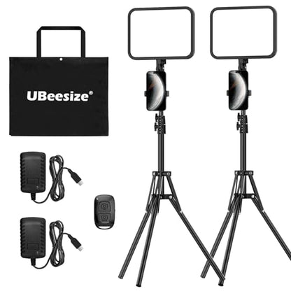 UBeesize 2-Pack LED Video Light Kit, 3000-6500K Dimmable Photography Studio Lights with Tripod Stand & Phone Holder, Video Recording & Streaming Lighting for Makeup, Gaming, YouTube - size: 12.5in, style: 2-Pack