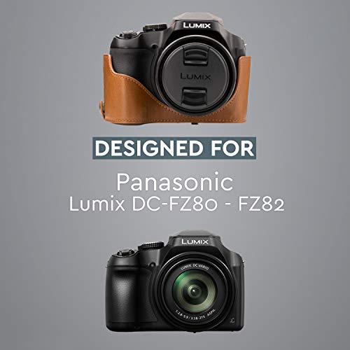 MegaGear Panasonic Lumix DC-FZ80, FZ82 Ever Ready Leather Camera Case and Strap, with Battery Access - Light Brown - MG1225 - color: Light Brown