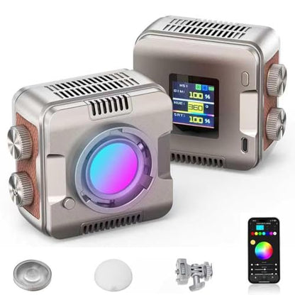 Tolifo Palm-Sized 40W RGB LED Video Light with Rechargeable 9000mAh /App Wireless Control/360° Full Color/CRI 97+ 2700-6500K/20 Effects for Vlogging Camera Photography Fill Light w Cold Shoe Mount