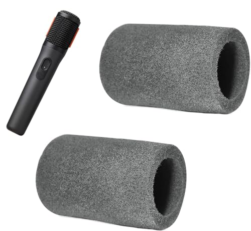 Defean 2 Pack Microphones Pop Filter Compatible with JBL PartyBox Wireless Mic Microphones,for Fifine Amplitank K688 Microphone, Replacement Windscreen Flocked Foam - Cylinder Shape (Grey)