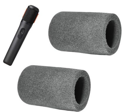 Defean 2 Pack Microphones Pop Filter Compatible with JBL PartyBox Wireless Mic Microphones,for Fifine Amplitank K688 Microphone, Replacement Windscreen Flocked Foam - Cylinder Shape (Grey)