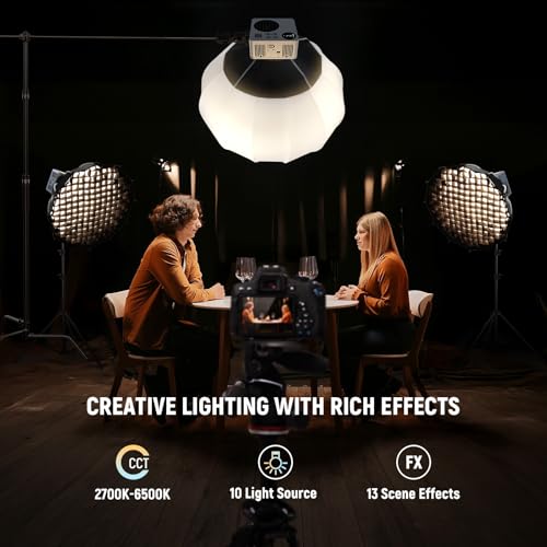 NEEWER 80W LED Video Light with 72Wh Battery/100W PD Fast Charging APP/2.4G Control Portable Bi Color Mini COB Studio Continuous Output Lighting 26500lx/1m 2700-6500K Dimmable CRI95+ 13 Scenes, HB80B