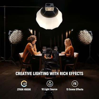 NEEWER 80W LED Video Light with 72Wh Battery/100W PD Fast Charging APP/2.4G Control Portable Bi Color Mini COB Studio Continuous Output Lighting 26500lx/1m 2700-6500K Dimmable CRI95+ 13 Scenes, HB80B