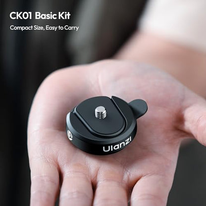ULANZI CK01 Cka Quick Release Base Set Camera Accessories, Quick Setup Kit with 1/4'' Screw for GoPro DJI Insta360 AKASO Action Cameras, Small Camera and Lights Super-Quick Switching