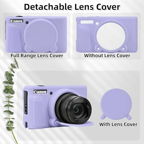 Camera Case for Canon PowerShot SX740/ SX730 Digital Camera,SX740 HS Case, Soft Silicone Protective Case Removable Lens Cover,Comes with 2 Screen Protectors and 1 Wrist Strap. (Lilac) - color: Lilac